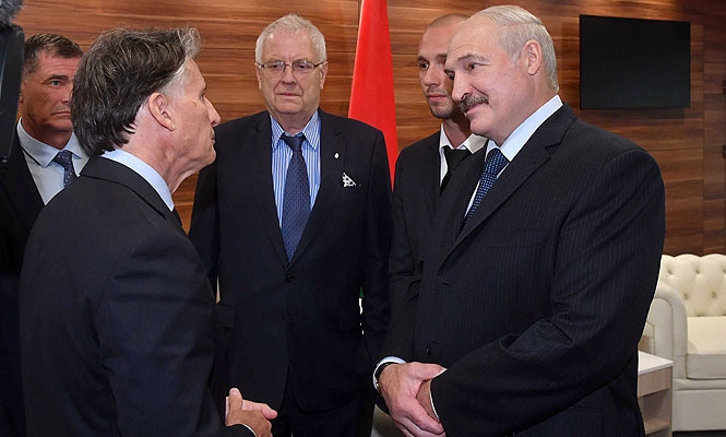 Встреча Александра Лукашенко с президентом Международной ассоциации легкоатлетических федераций Себастьяном Коэ