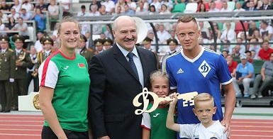 Президент Беларуси Александр Лукашенко принял участие в церемонии открытия стадиона «Динамо» в Минске